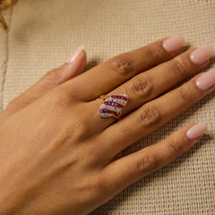 Victorian old mine cut diamond ruby 14k rose gold navette ring