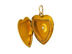 Victorian Old Mine Diamond 14 Karat Gold Heart Locket Pendant