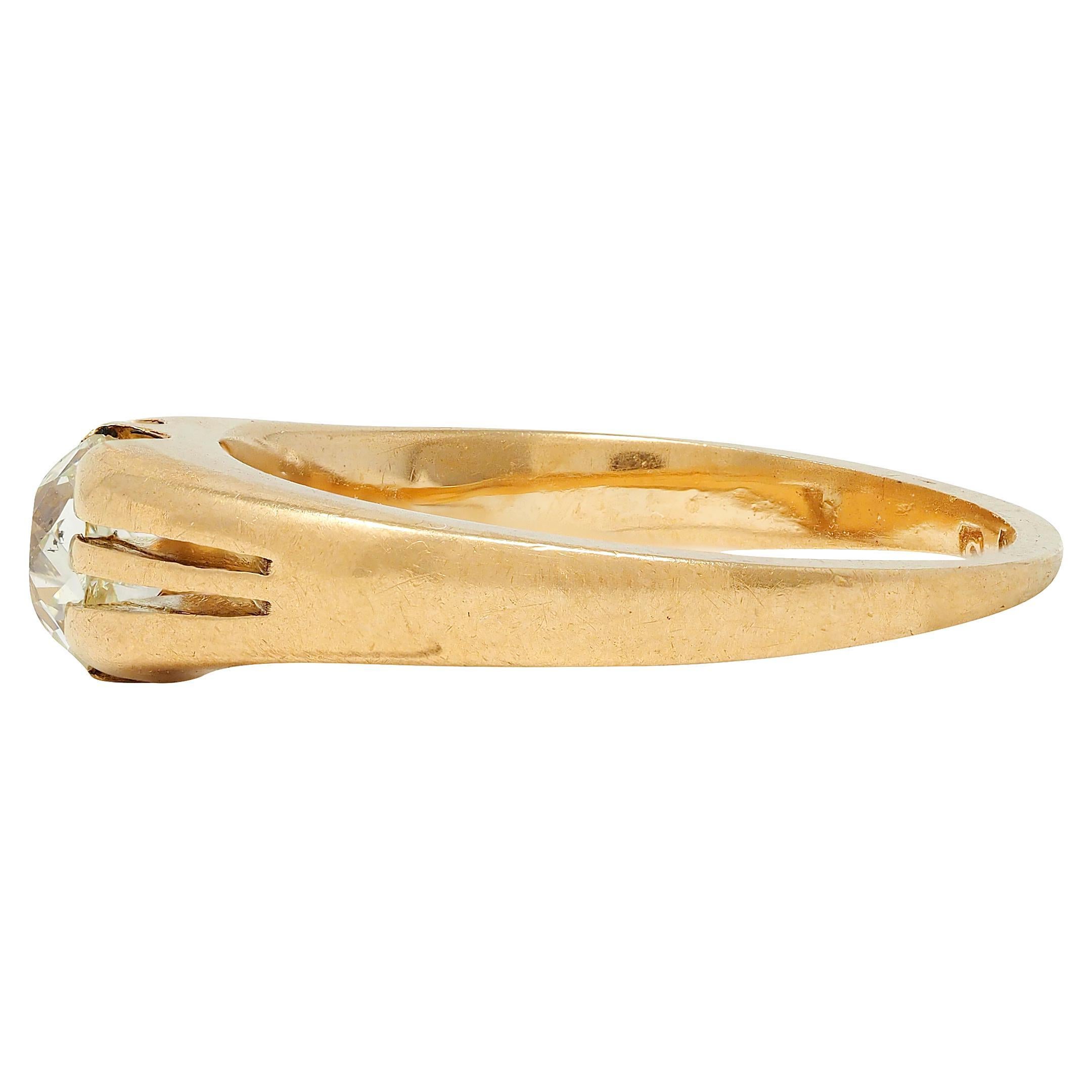 Viktorianischer Verlobungsring mit antikem Gürtel aus 18 Karat Gelbgold mit Diamanten im alten Minenschliff im Zustand „Hervorragend“ im Angebot in Philadelphia, PA