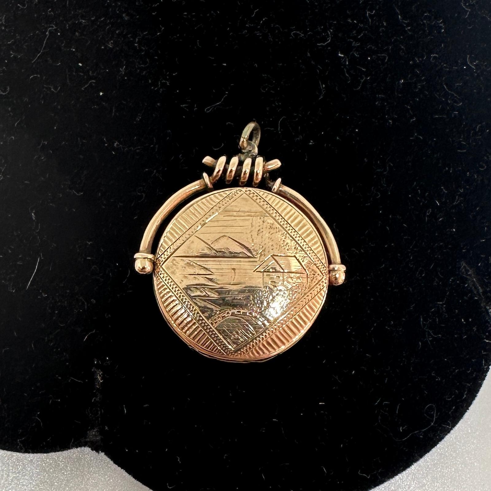 Victorian Old Mine Diamond Gold Locket Pendant Necklace Aesthetic Period Scene For Sale 1