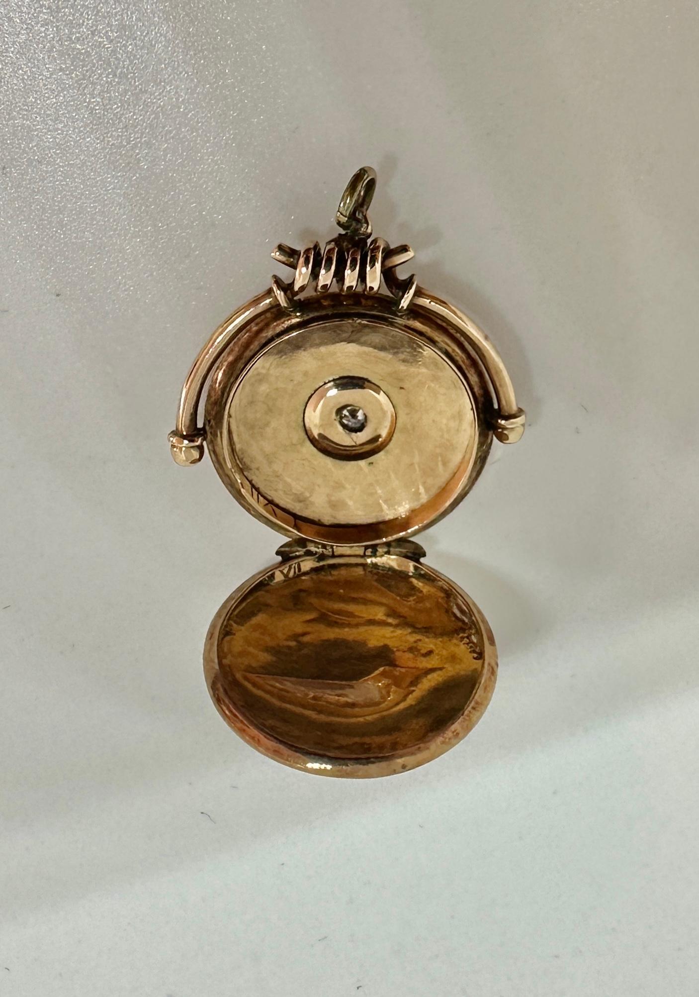 Victorian Old Mine Diamond Gold Locket Pendant Necklace Aesthetic Period Scene For Sale 3