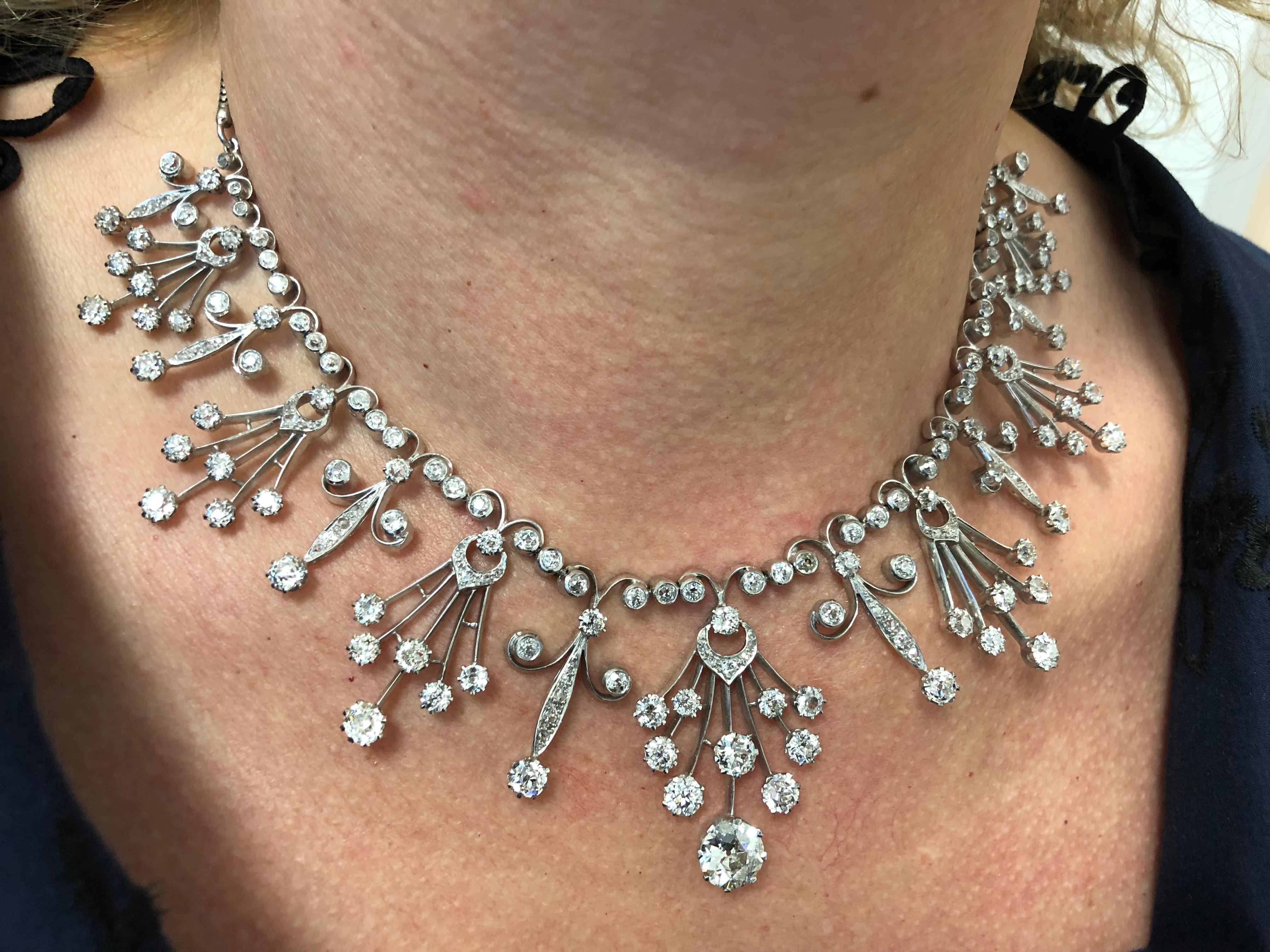 Viktorianische Diamant-Halskette aus alten Minen (Alteuropäischer Brillantschliff) im Angebot