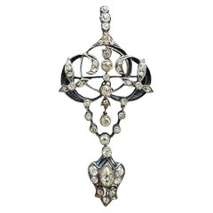 Victorian Old Mine Diamond Silver And Gold Pin Pendant Circa 1890s