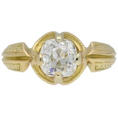 Anello solitario vittoriano con diamante Old Mine, circa 1860
