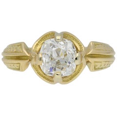 Bague solitaire victorienne en diamant ancienne mine, vers 1860