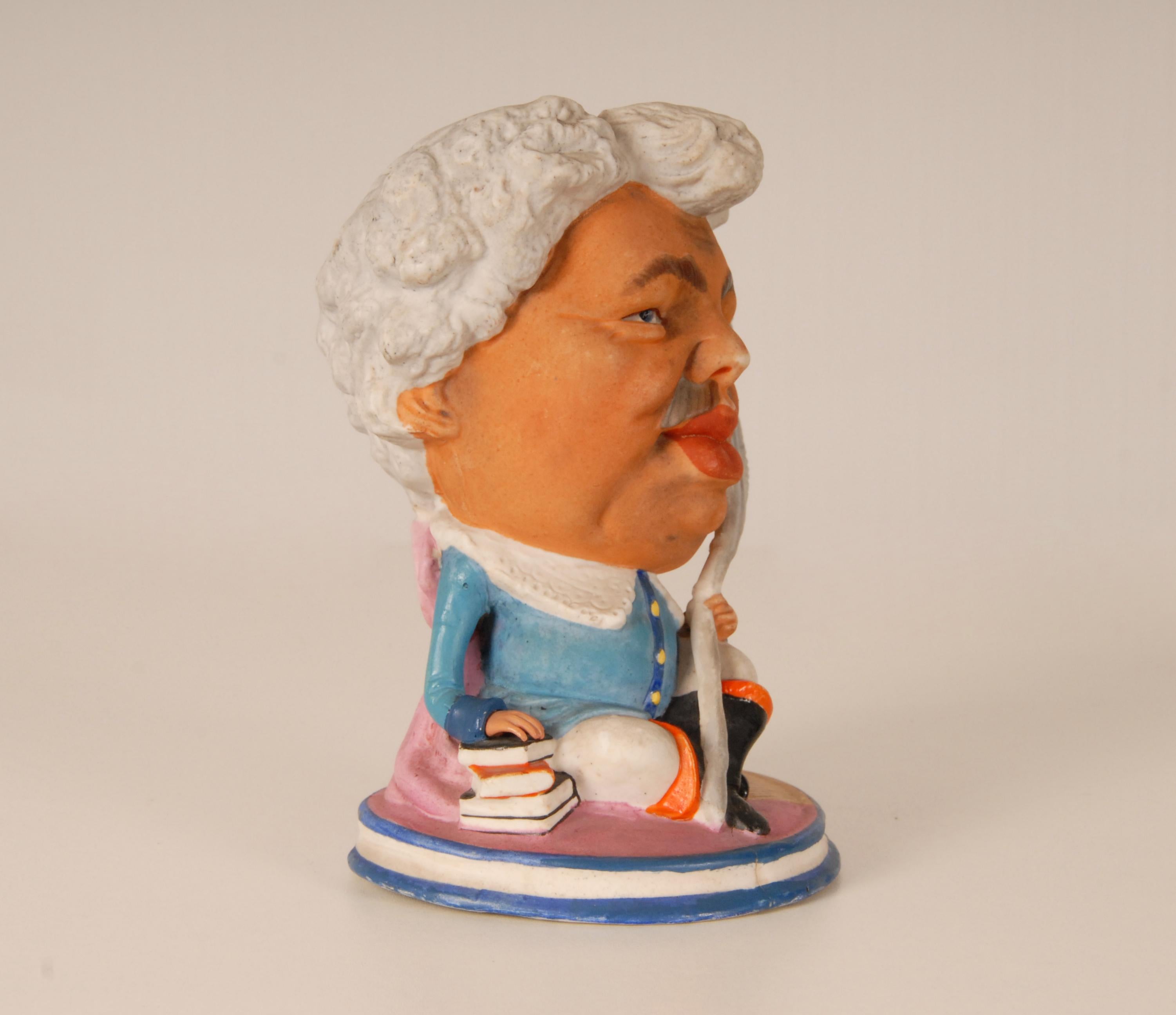 Ceramic Victorian Old Paris Porcelain Figurine Caricature Victor Hugo Alexandre Duma For Sale