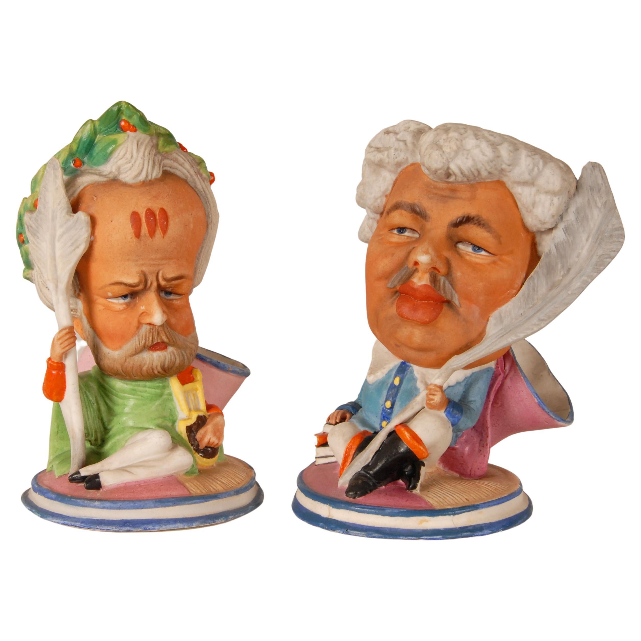 Victorian Old Paris Porcelain Figurine Caricature Victor Hugo Alexandre Duma