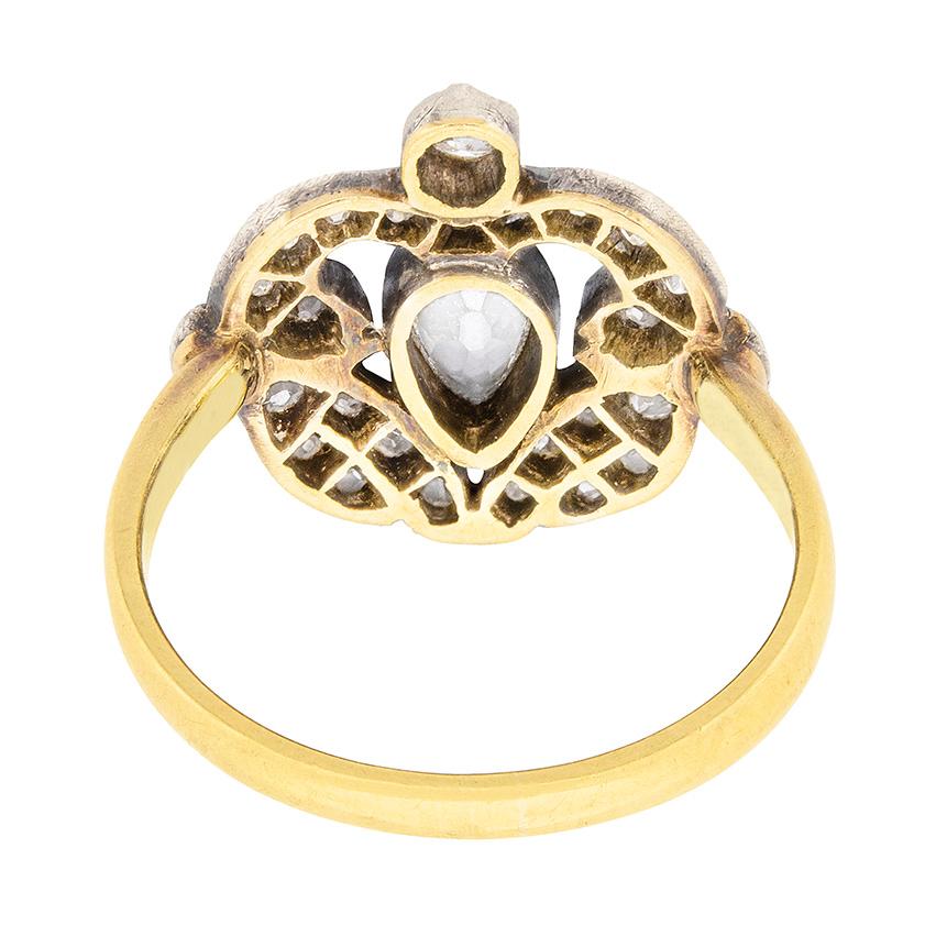Victorian Old Pear Cut Diamond Cluster Ring, circa 1880s In Good Condition For Sale In London, GB