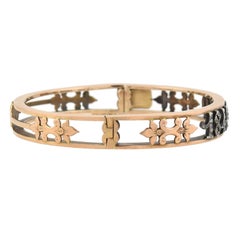 Victorian Old Rose Cut Diamond "1840-1890" Memorial Bangle Bracelet