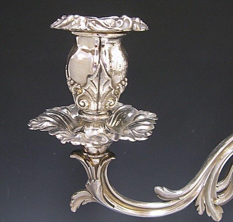 English Victorian Old Sheffield Plate Four-Light Three-Branch Candelabrum, 1815 For Sale