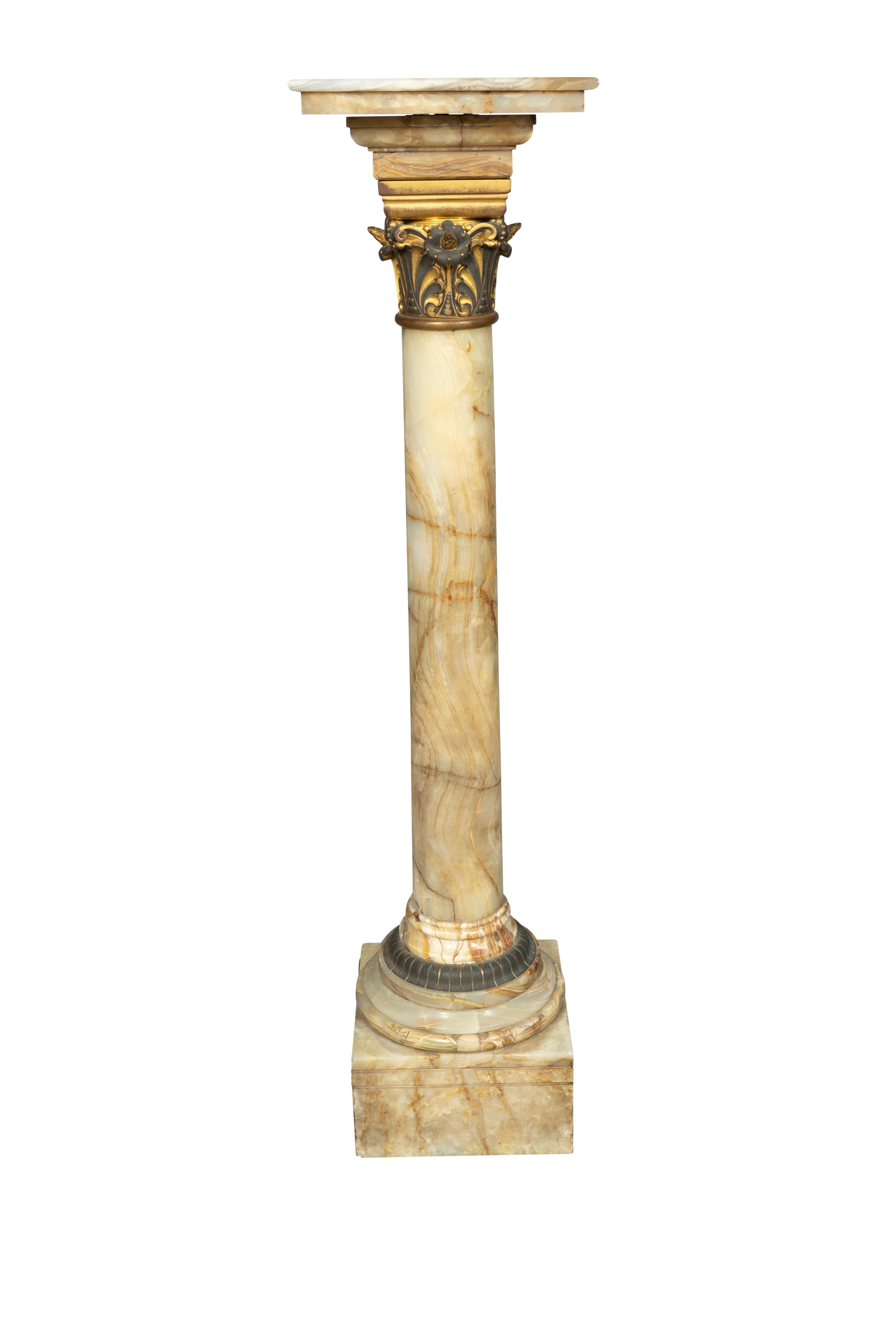 Pedestal victorien en bronze et onyx en vente 2