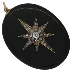 Pendentif étoile en onyx et diamant de style victorien