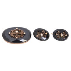 Victorian Onyx and Gold Demi-Parure