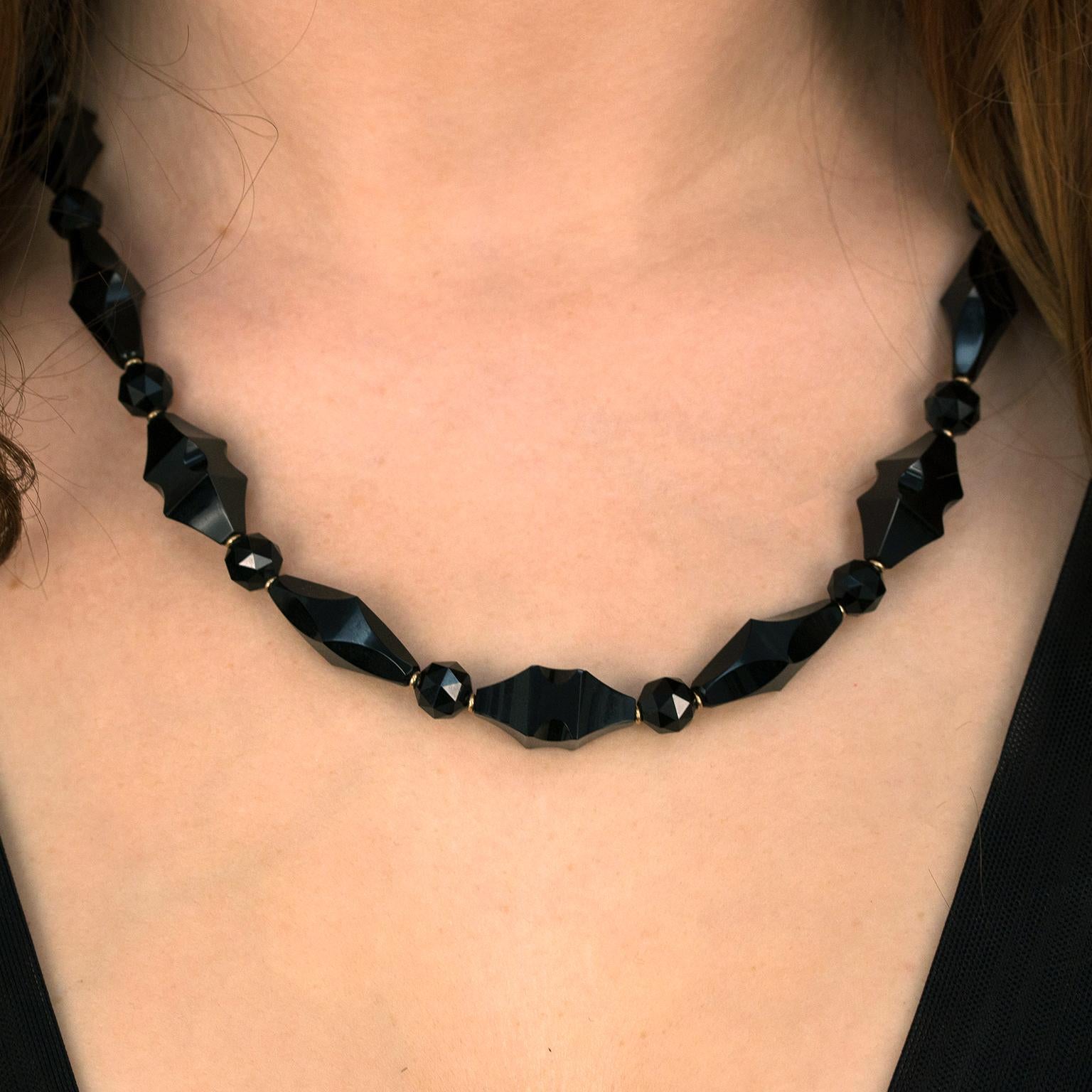 Women's Victorian Onyx and Gold Necklace