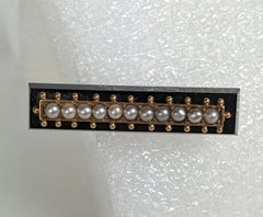 Victorian Onyx and Half Pearl Brooch