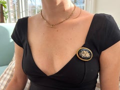 Victorian Onyx and Pearl mourning brooch, 9k yellow gold