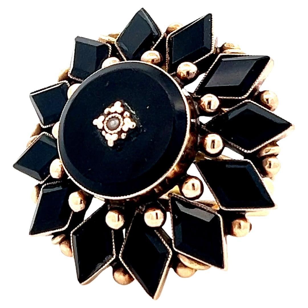 Victorian Onyx and Seed Pearl Cocktail Ring 5