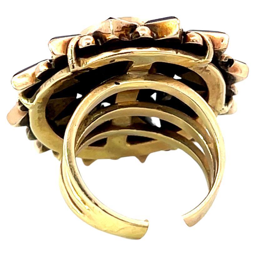 Victorian Onyx and Seed Pearl Cocktail Ring In Excellent Condition In Beverly Hills, CA