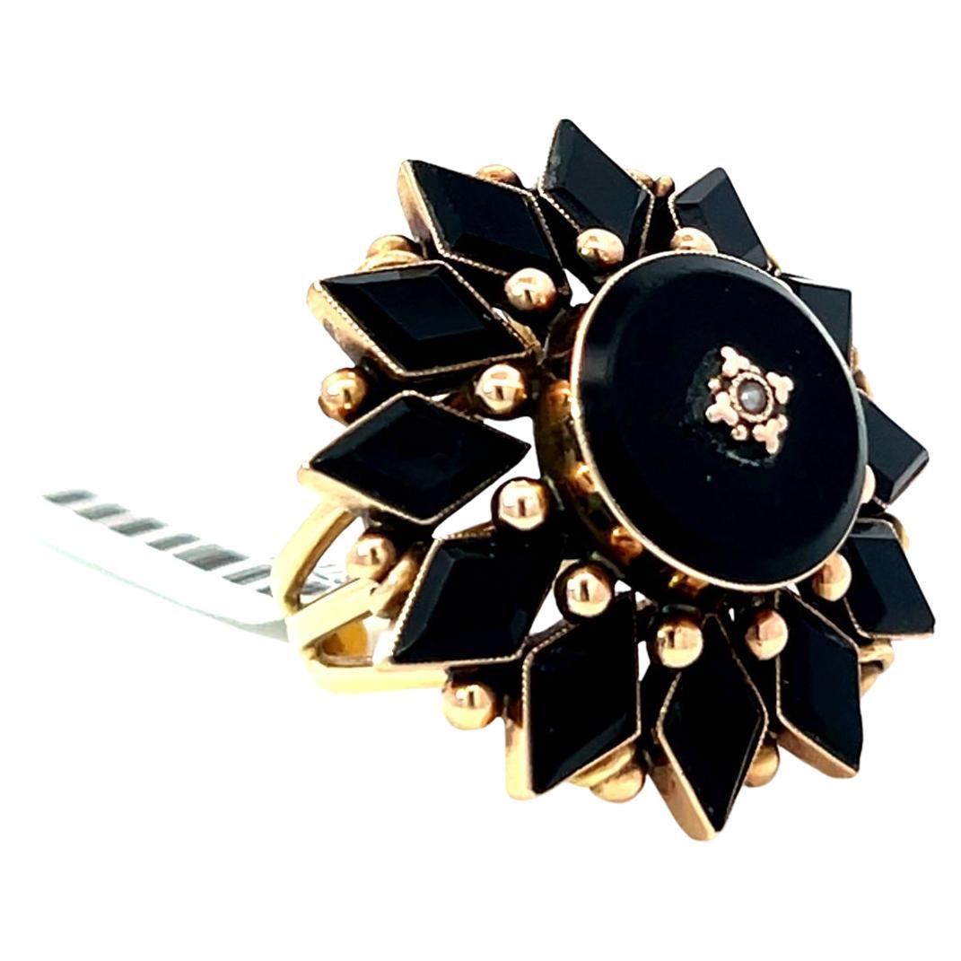 Women's Victorian Onyx and Seed Pearl Cocktail Ring