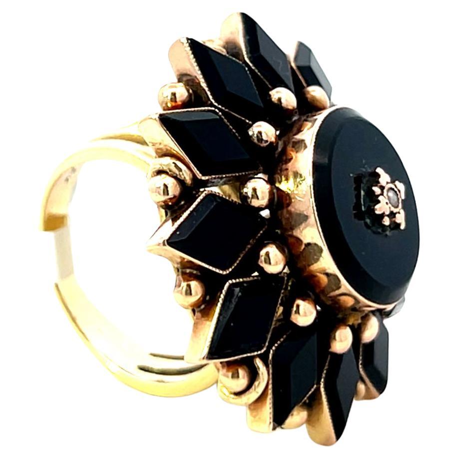 Victorian Onyx and Seed Pearl Cocktail Ring 1