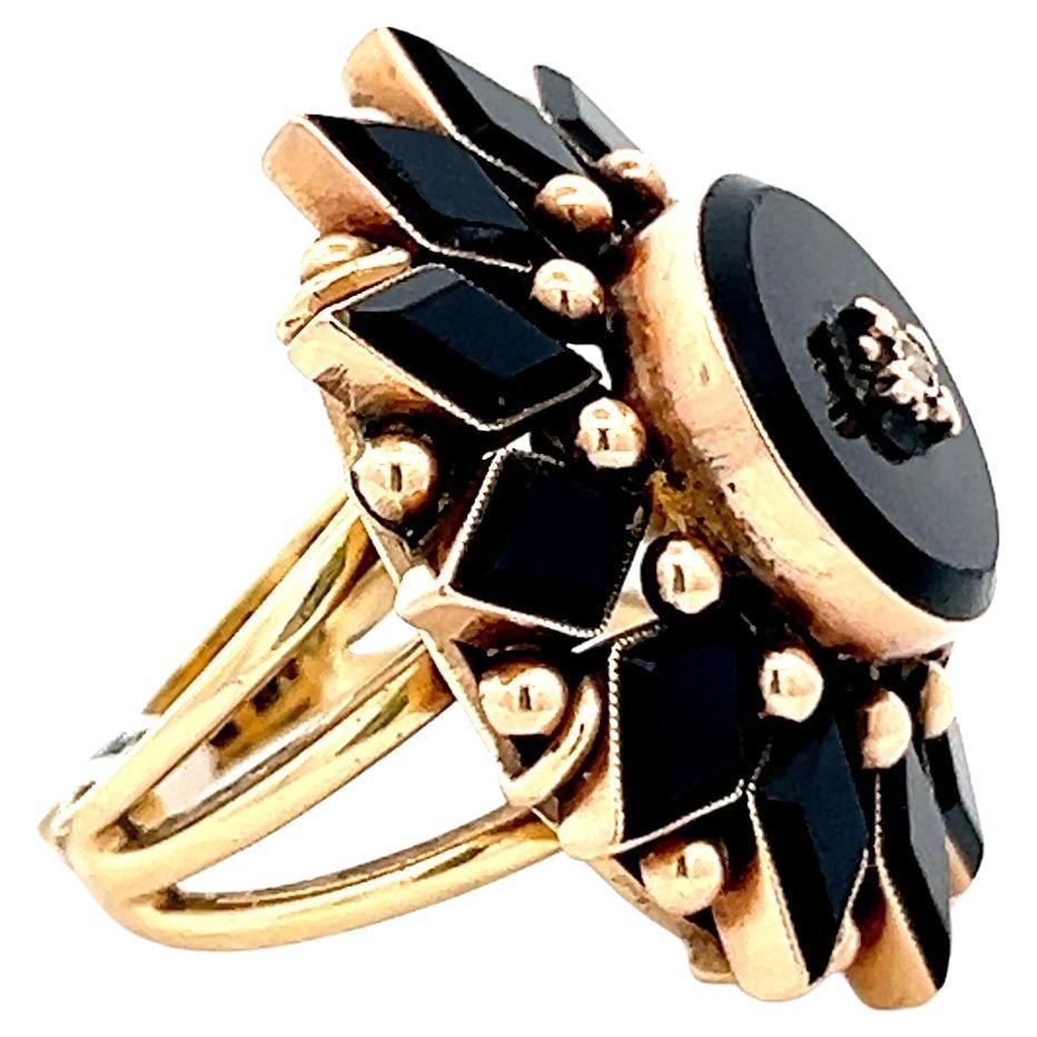 Victorian Onyx and Seed Pearl Cocktail Ring 2