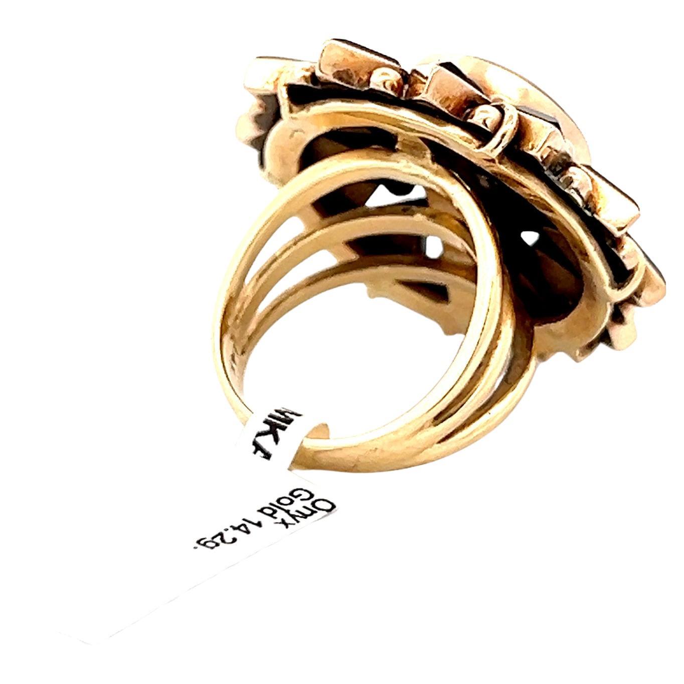 Victorian Onyx and Seed Pearl Cocktail Ring 3