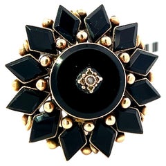 Antique Victorian Onyx and Seed Pearl Cocktail Ring
