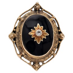 Victorian Onyx Diamond Yellow Gold Ring