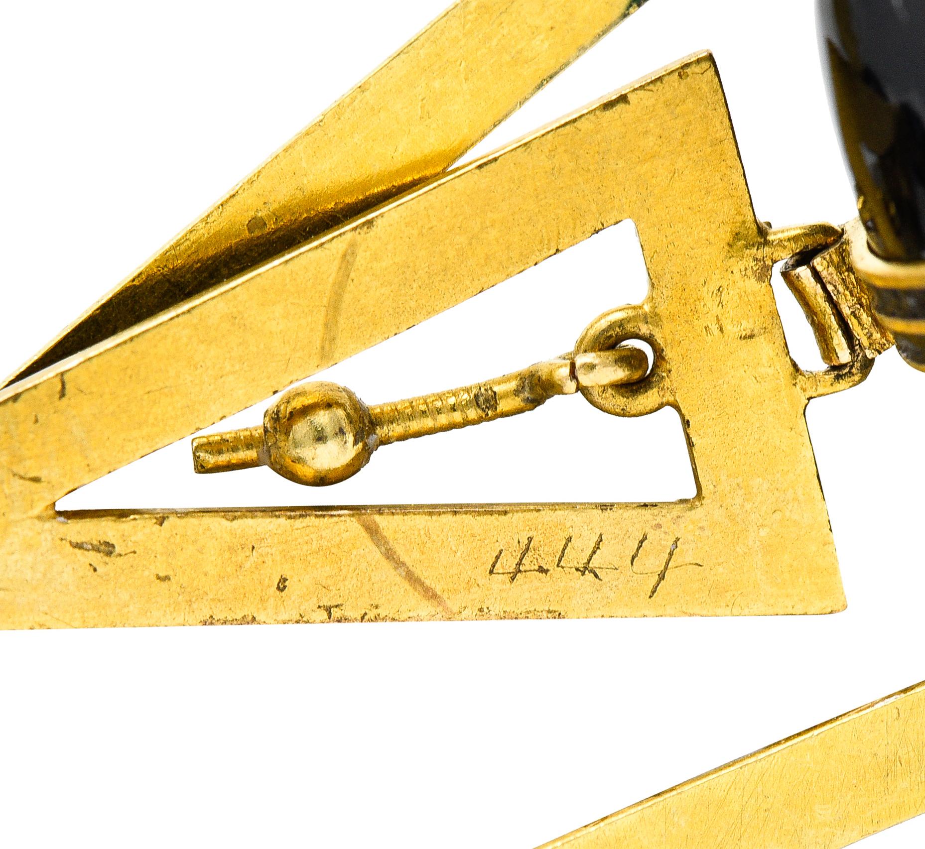Women's Victorian Onyx Enamel 14 Karat Yellow Gold Bead Antique Drop Earrings