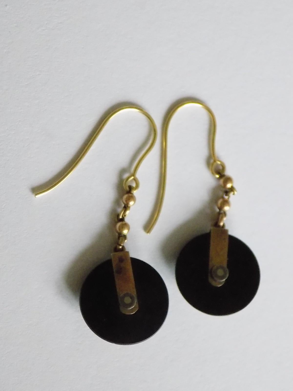 Women's Victorian Onyx Seed Pearl Gold Earrings For Sale
