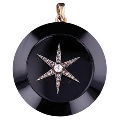 Victorian Onyx Star Pendant of 14k Gold