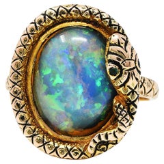 Antique Victorian Opal 14 Karat Gold Snake Ring