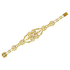 Antique Victorian Opal 14 Karat Yellow Gold Scroll Link Bracelet