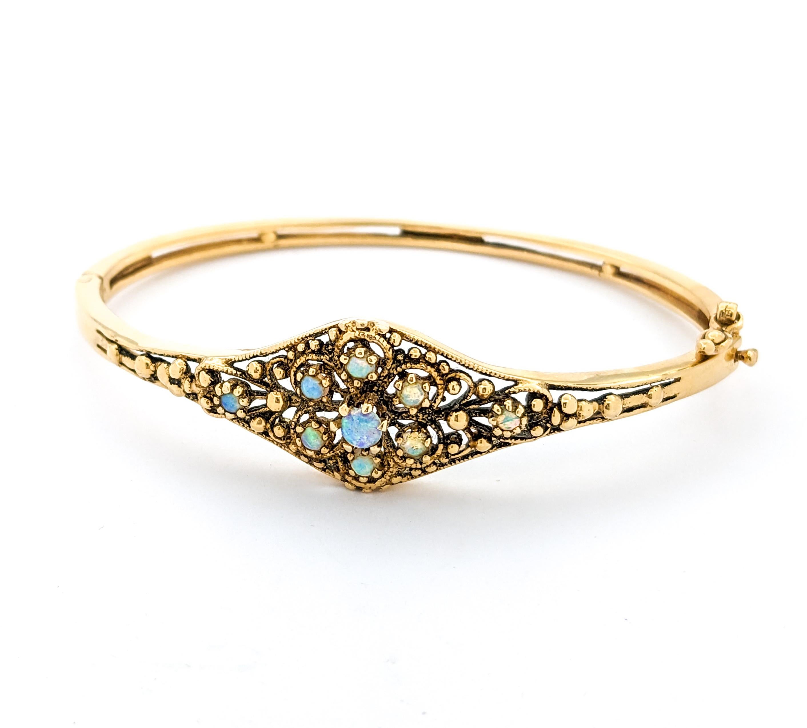 Viktorianisches Armband mit Scharnier aus Opal und 14K Gold im Angebot 6