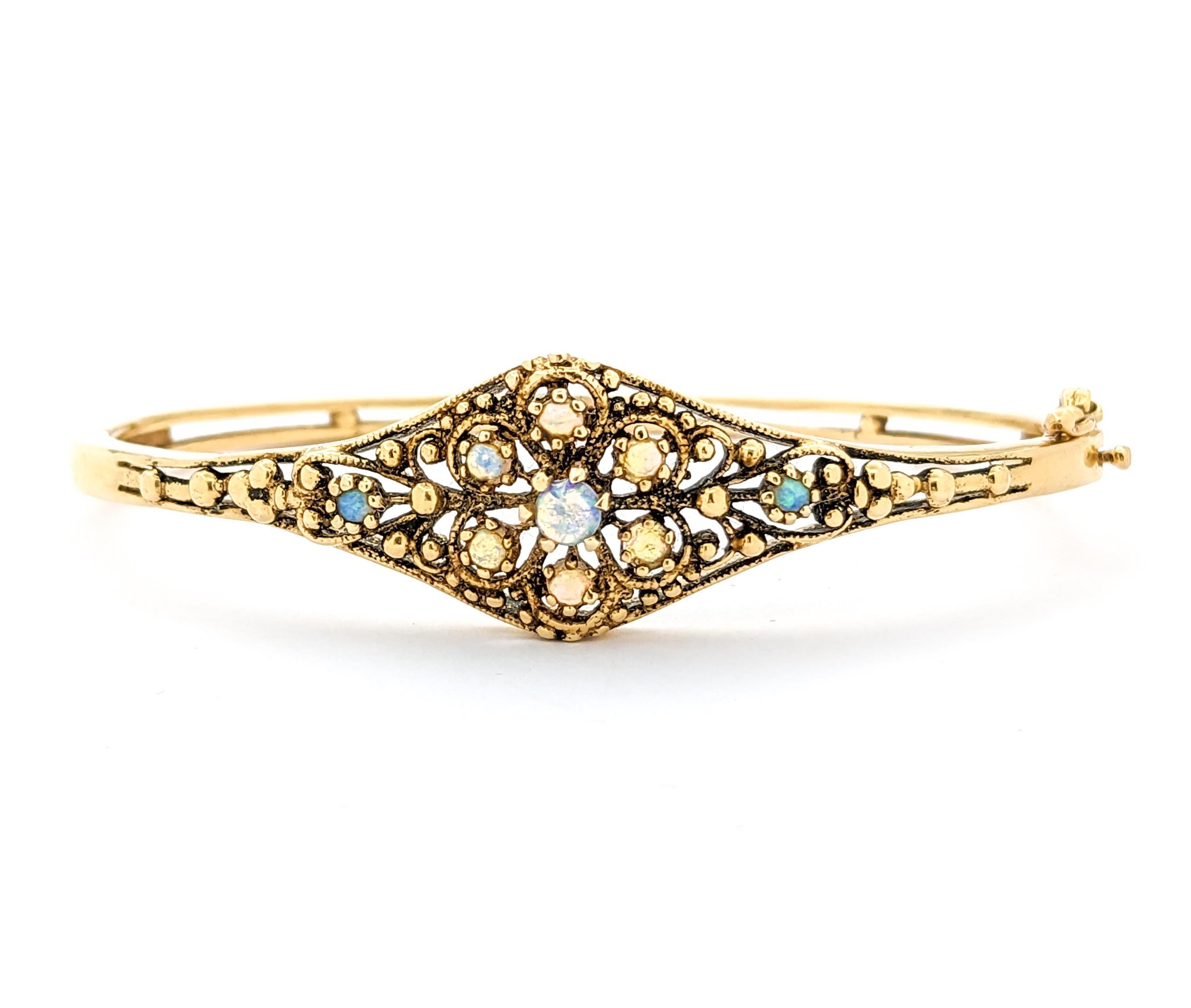 Viktorianisches Armband mit Scharnier aus Opal und 14K Gold im Angebot 7