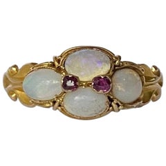 Antique Victorian Opal and Amethyst 15 Carat Gold Ring