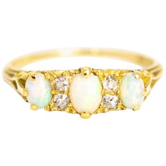 Victorian Opal and Diamond 18 Carat Gold Ring