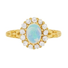 Victorian Opal and Diamond Cluster Ring, circa 1880s