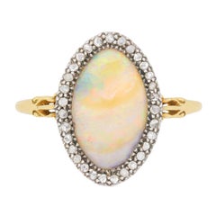 Victorian Opal and Diamond Dress Ring, circa 1880s