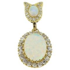 Viktorianischer Opal- und Diamant-Tropfen-Anhänger