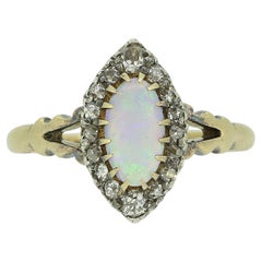 Victorian Opal and Diamond Navette Ring