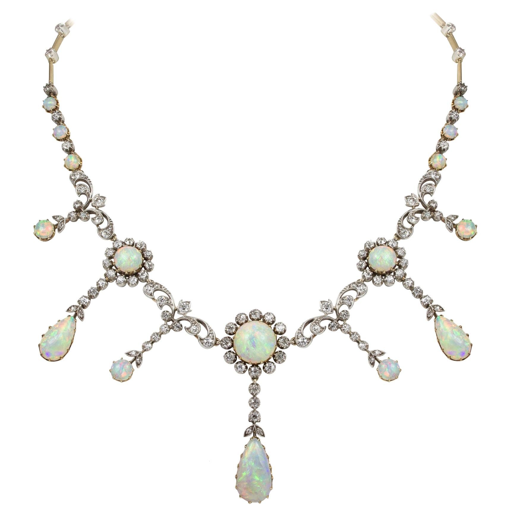 A Victorian Opal And Diamond Necklace By Hancock 
Co