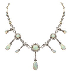 A Victorian Opal And Diamond Necklace By Hancock & Co