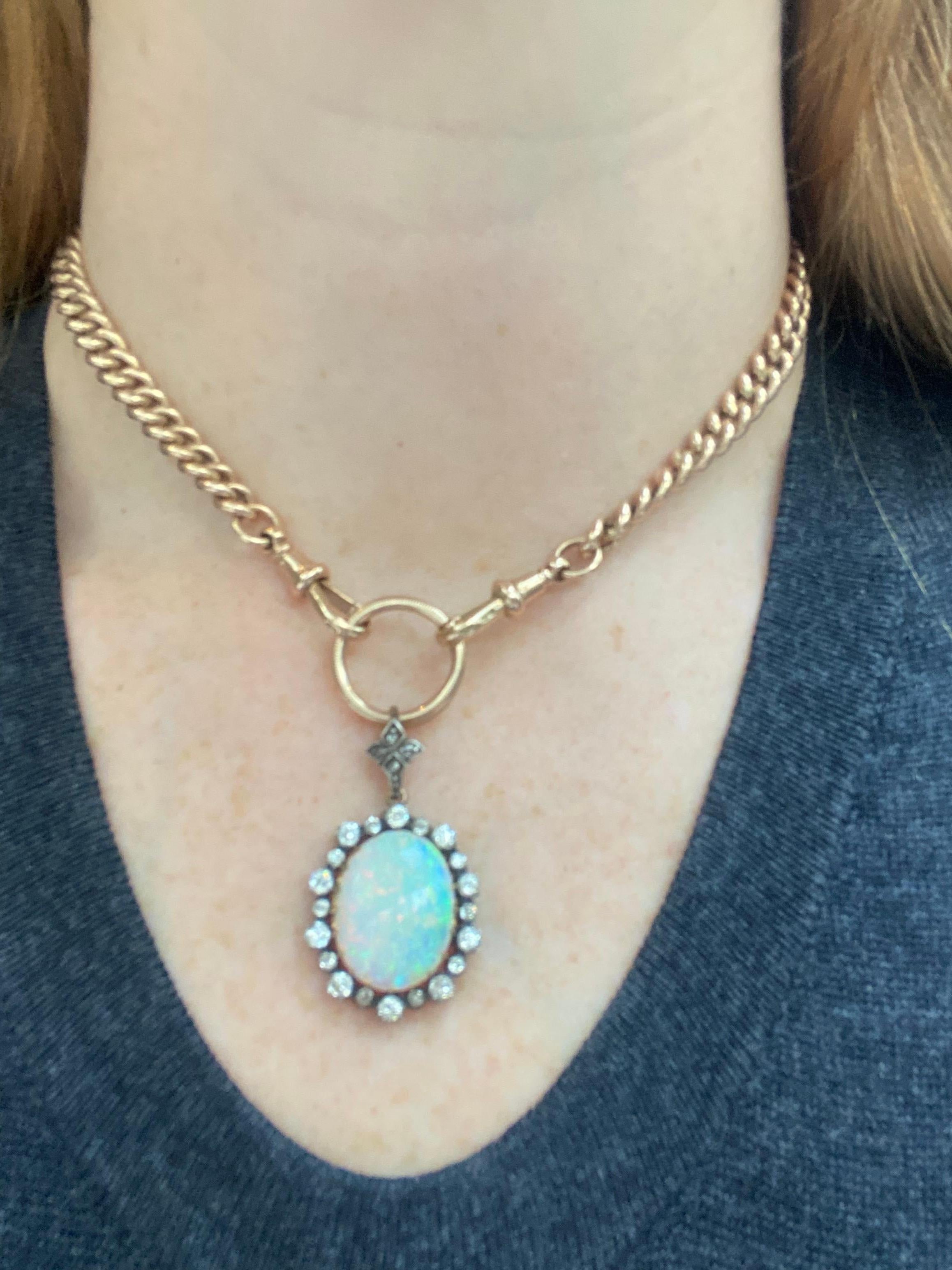 Viktorianischer Opal- und Diamant-Anhänger/Brosche für Damen oder Herren im Angebot