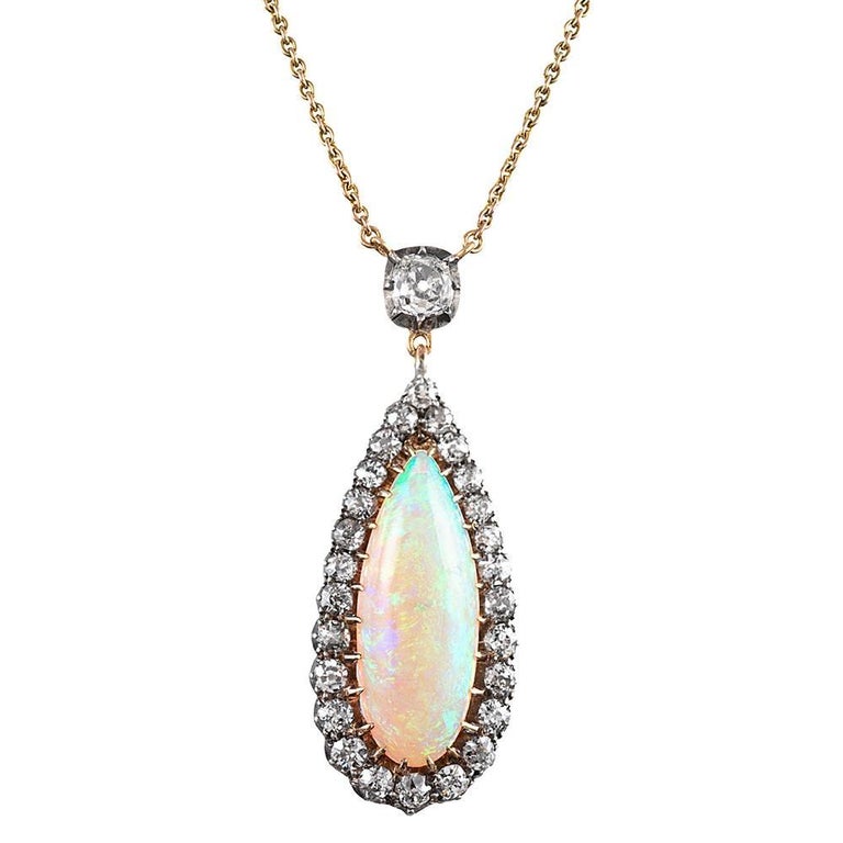 Victorian Opal and Diamond Pendant For Sale at 1stdibs