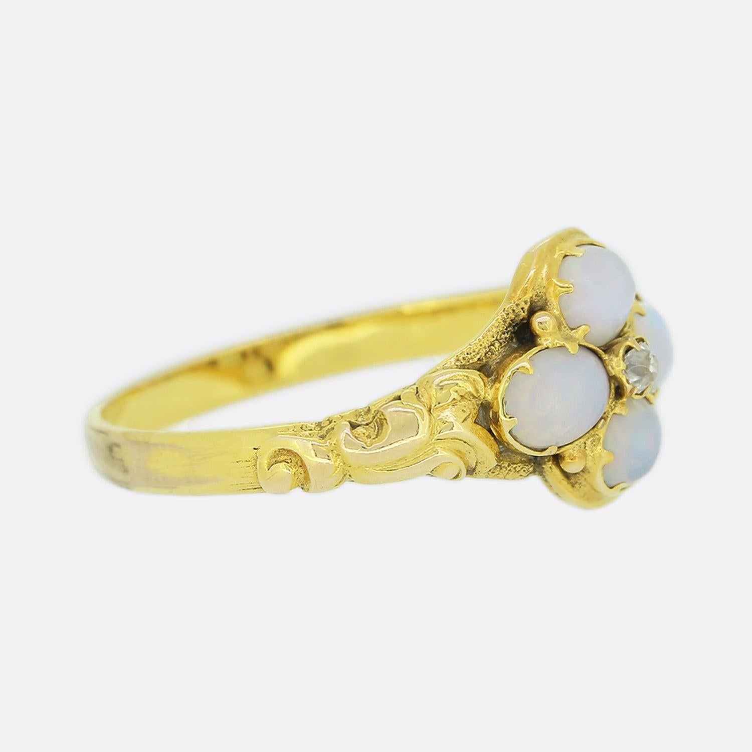 Oval Cut Victorian Opal and Diamond Ring