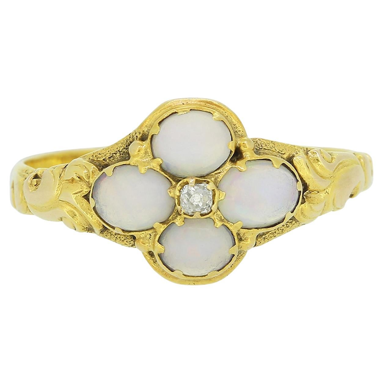 Victorian Opal and Diamond Ring For Sale