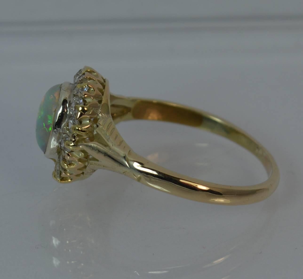 Victorian Opal and Old Cut Diamond 18 Carat Gold Cluster Ring In Good Condition In St Helens, GB