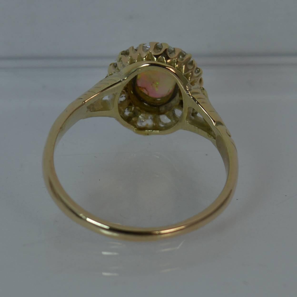 Women's Victorian Opal and Old Cut Diamond 18 Carat Gold Cluster Ring