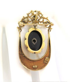 Victorian Opal and Onyx Pin / Pendant / 14 Karat Yellow Gold
